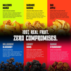 Mortal Munchies selección de frutas extendidas que destaca variedad y colores