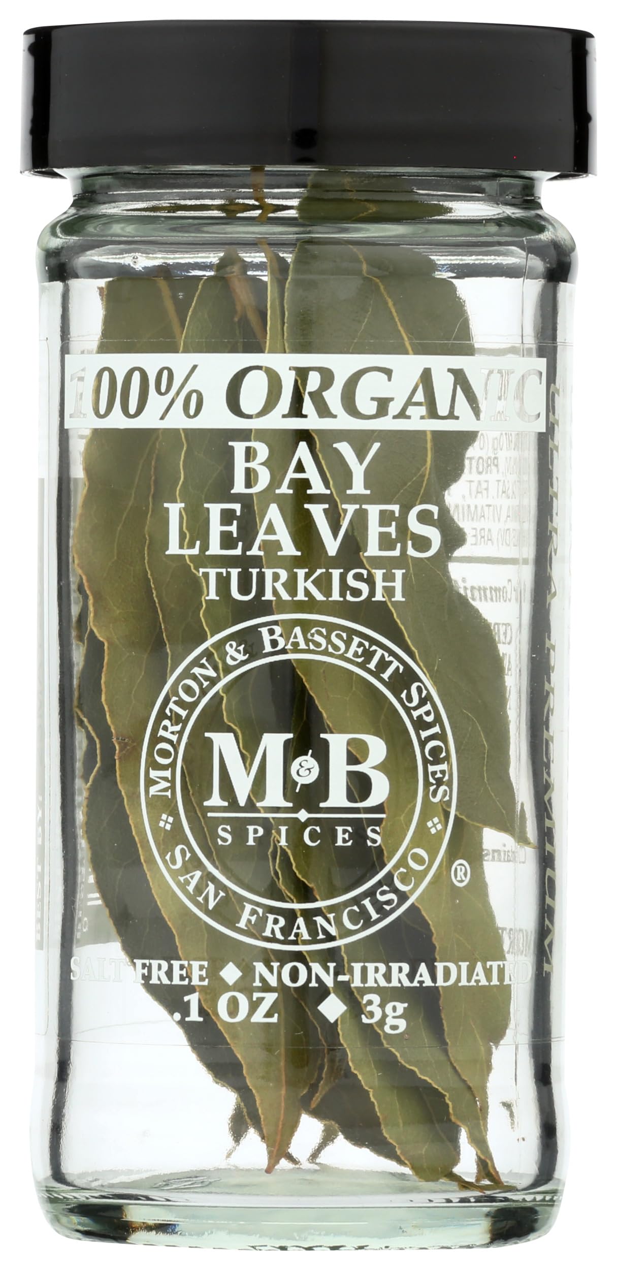 Morton & Bassett frasco frontal con hojas de laurel y conservación prolongada