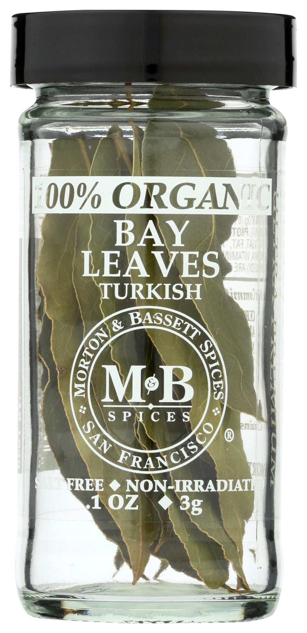 Morton & Bassett frasco frontal con hojas de laurel y conservación prolongada