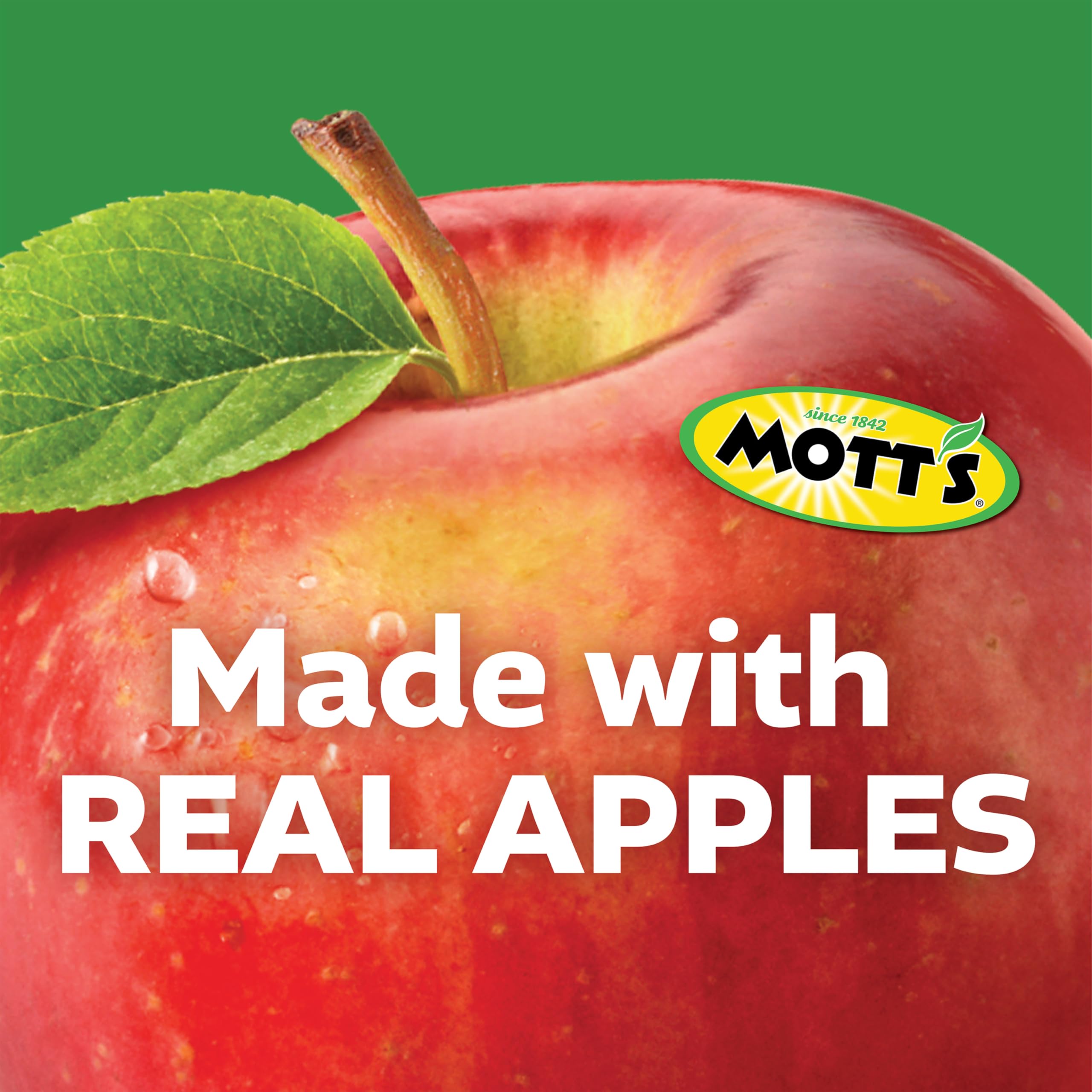 Mott's manzanas y fresas junto al producto, ingredientes reconocibles