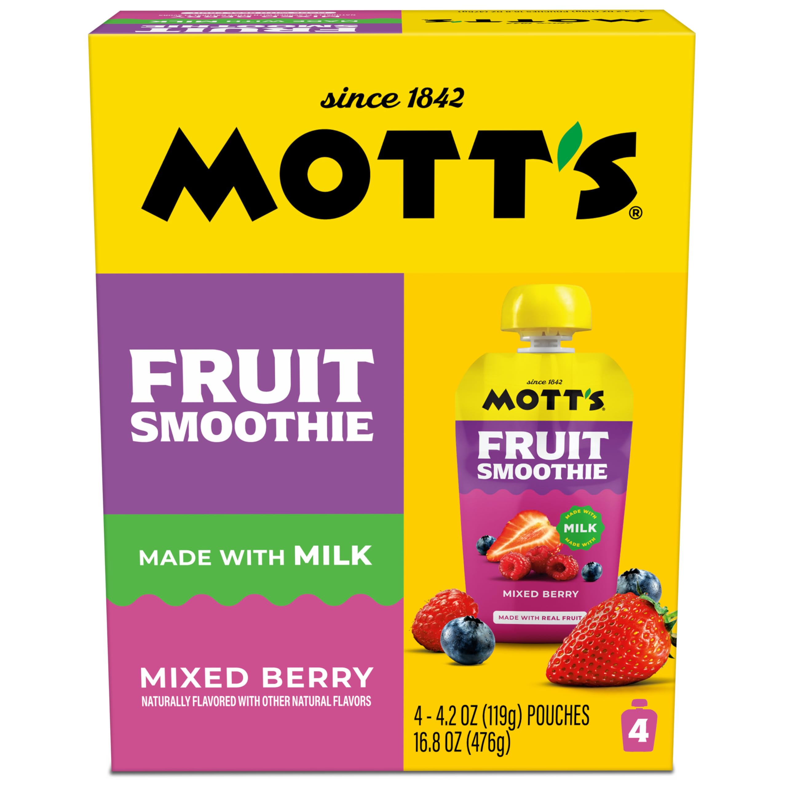 Mott's detalle de ingredientes con frutas reales para sabor auténtico y natural