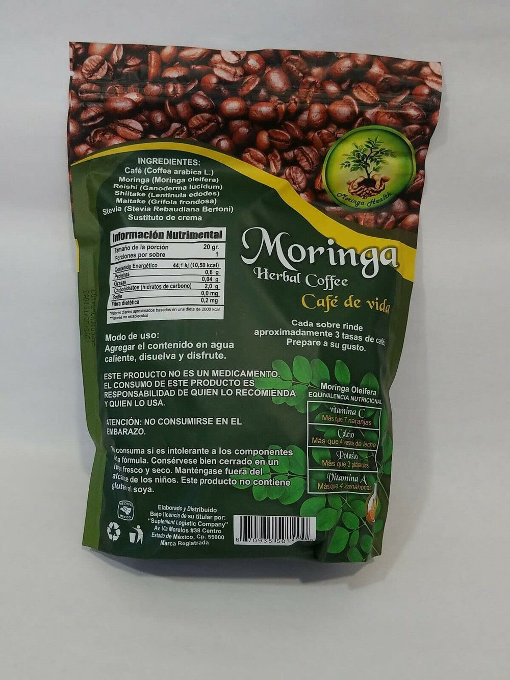 Mr. Botanic taza servida con café moringa, aspecto invitante y sabroso
