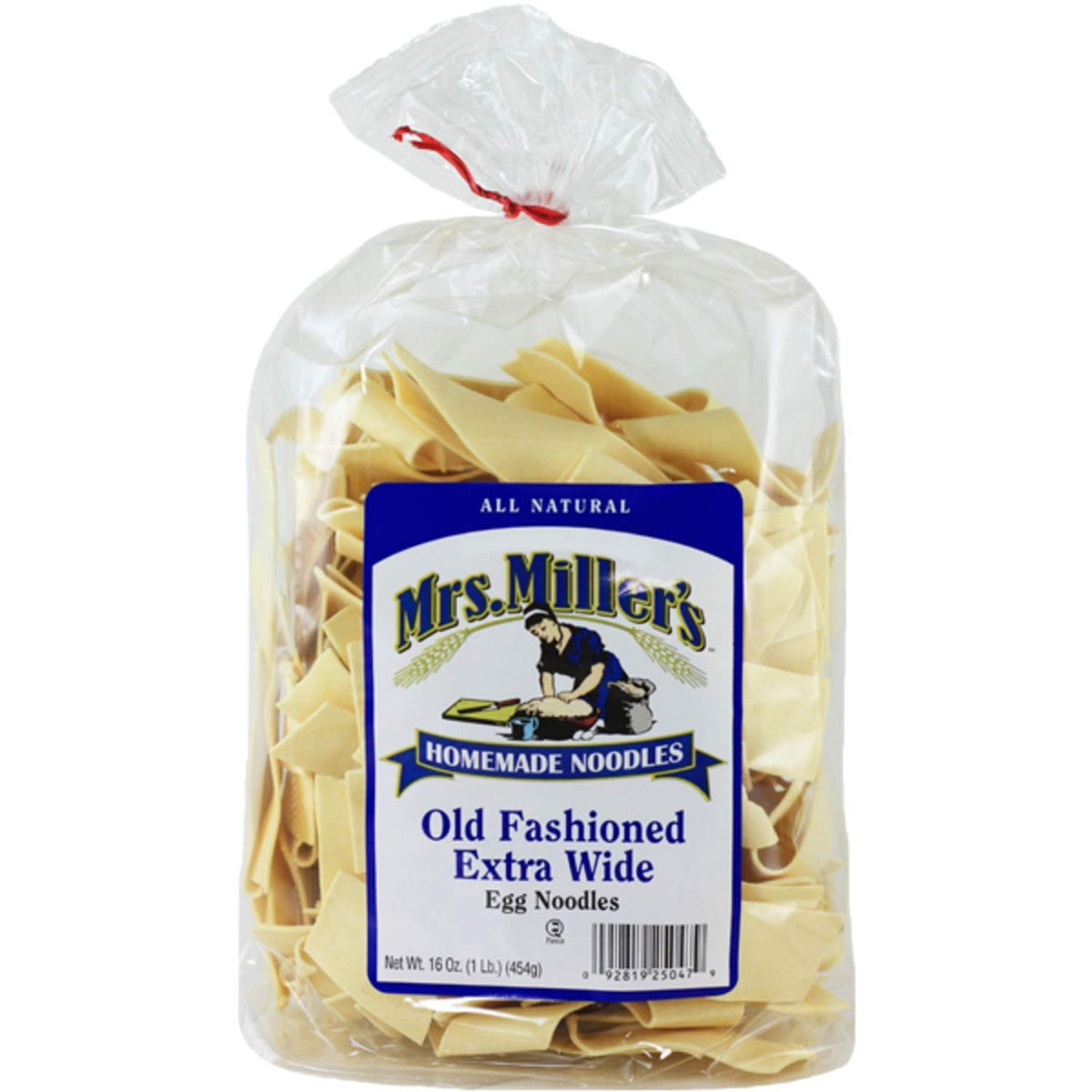 Mrs. Miller's paquete frontal del producto mostrando etiqueta y tamaño, ideal para recetas caseras