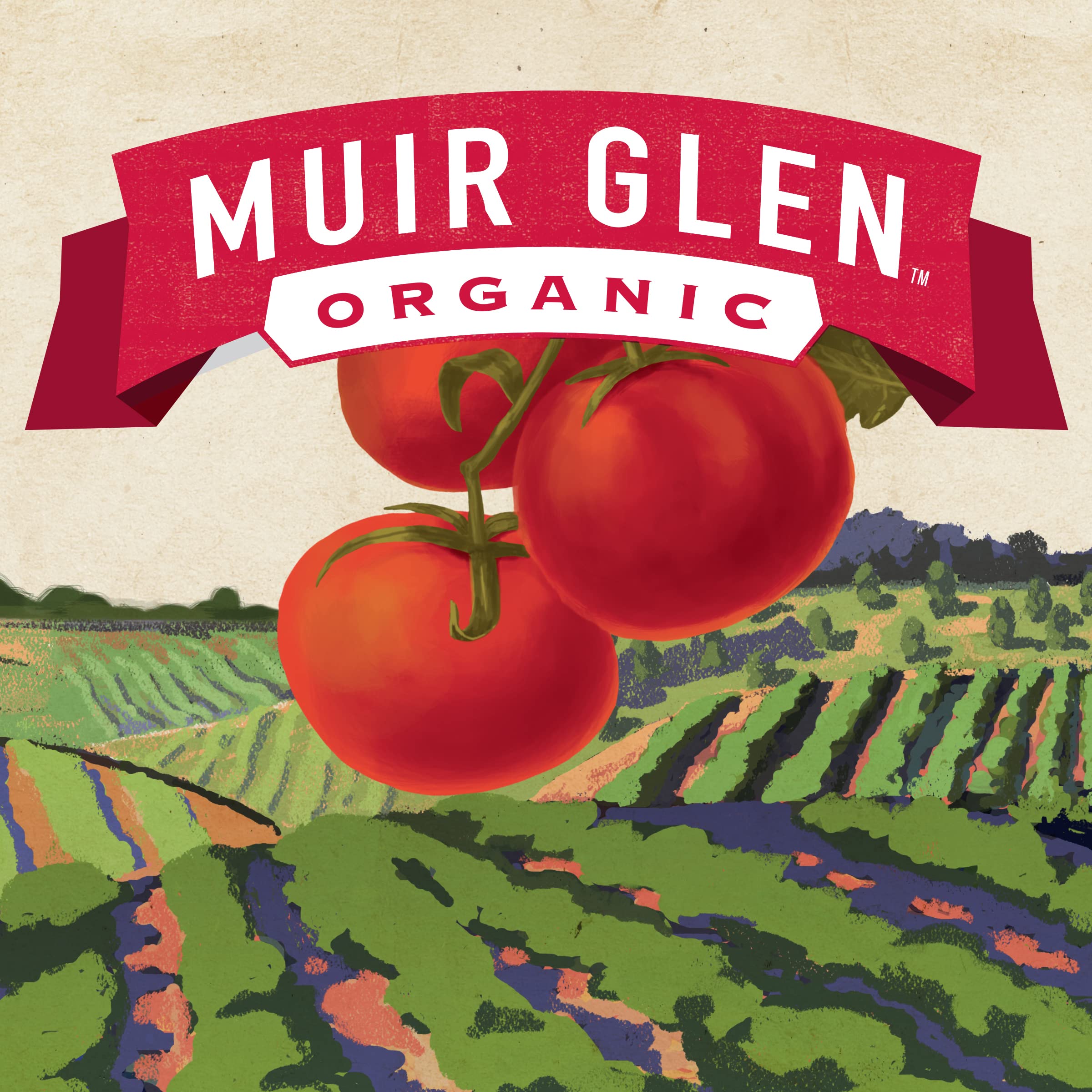 Muir Glen lata de 6 oz en mano para dimensión y porción práctica