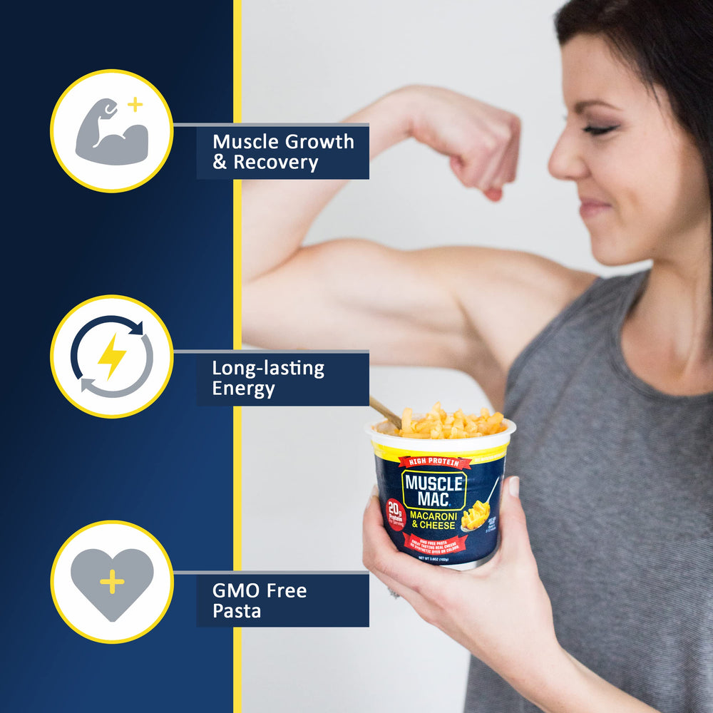 MUSCLE MAC taza en microondas listo en 3½ minutos para comer rápidamente