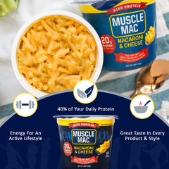 MUSCLE MAC taza abierta con textura cremosa y olor apetitoso