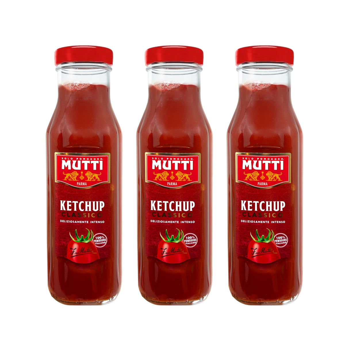 Mutti botella frontal mostrando etiqueta clara y sabor auténtico