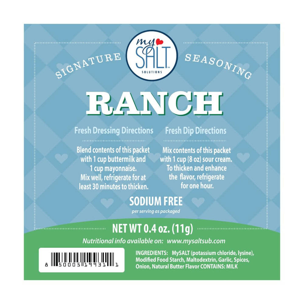 MySALT Ranch mezclado con yogur para aderezo cremoso y bajo en sodio