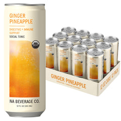 NA Beverage lata frontal con sabor Ginger Pineapple mostrando diseño atractivo