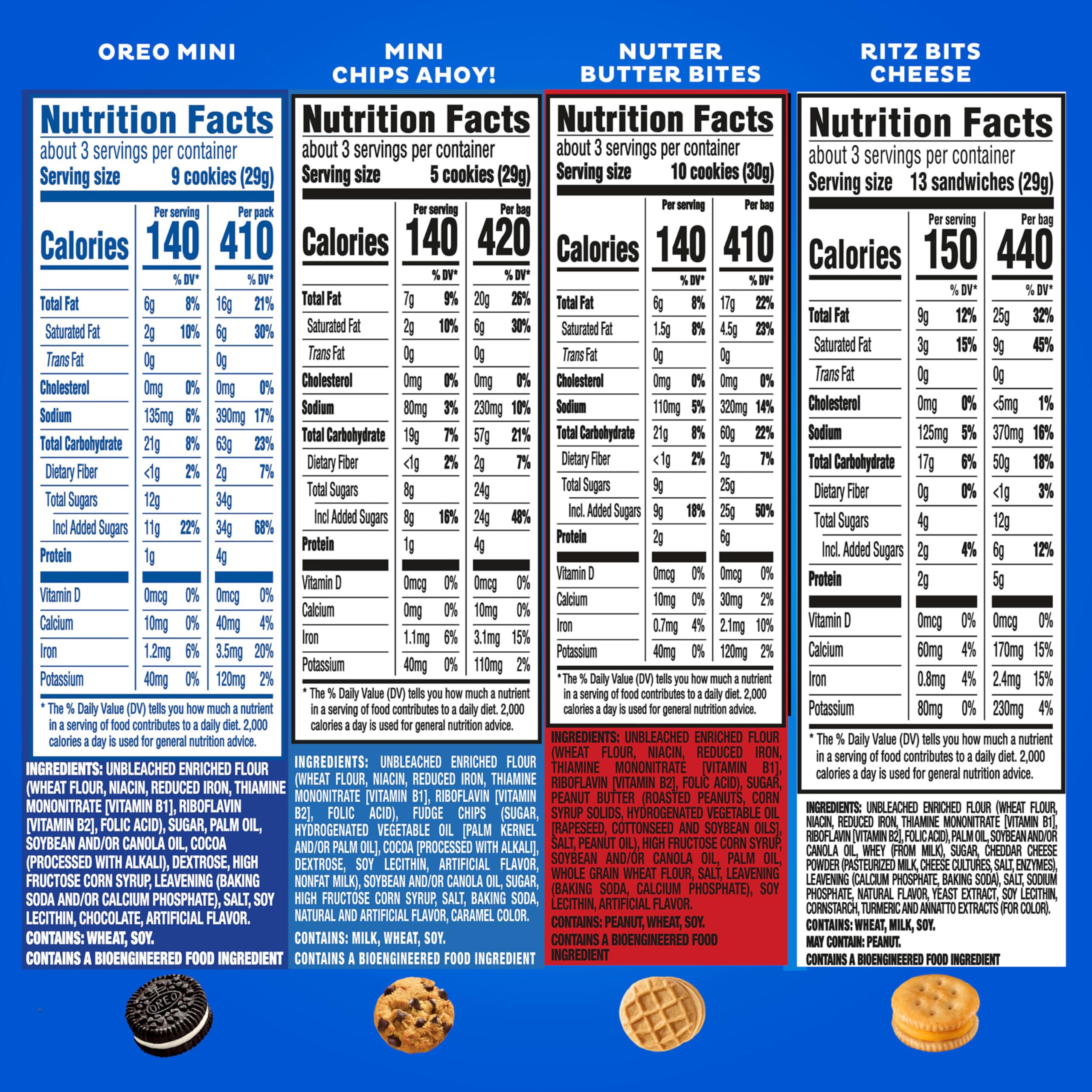 Nabisco snacks variados sobre mesa listos para servir
