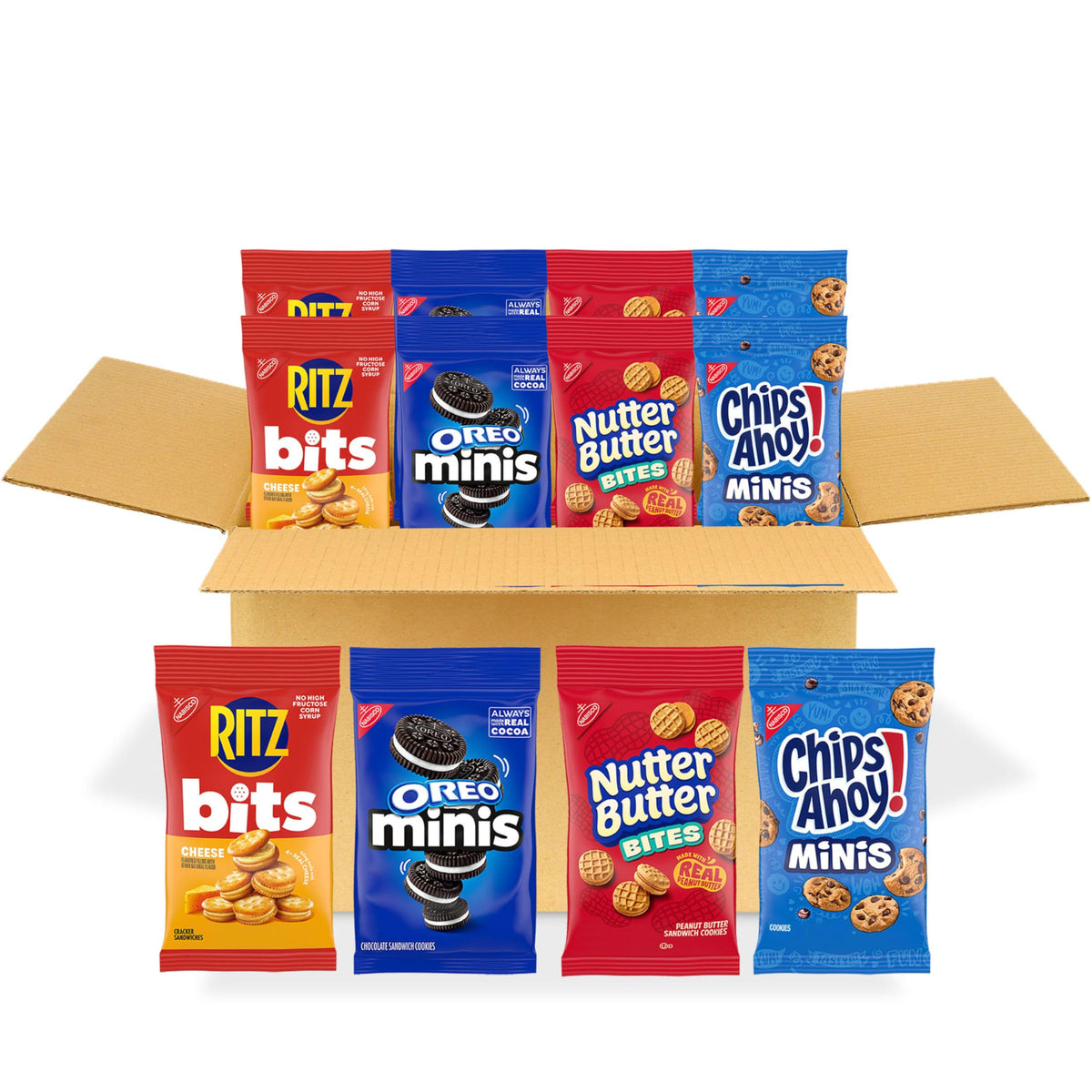 Nabisco empaque frontal mostrando variedad y conveniencia