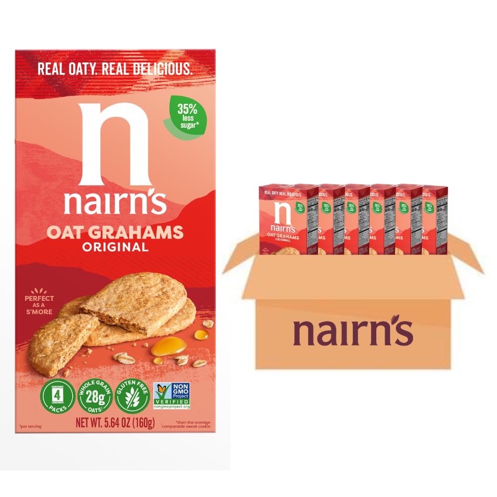 Nairn's empaque frontal mostrando galletas sin gluten y beneficios
