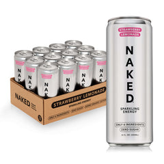 NAKED lata frente con etiqueta fresa limonada muestra frescor y energía