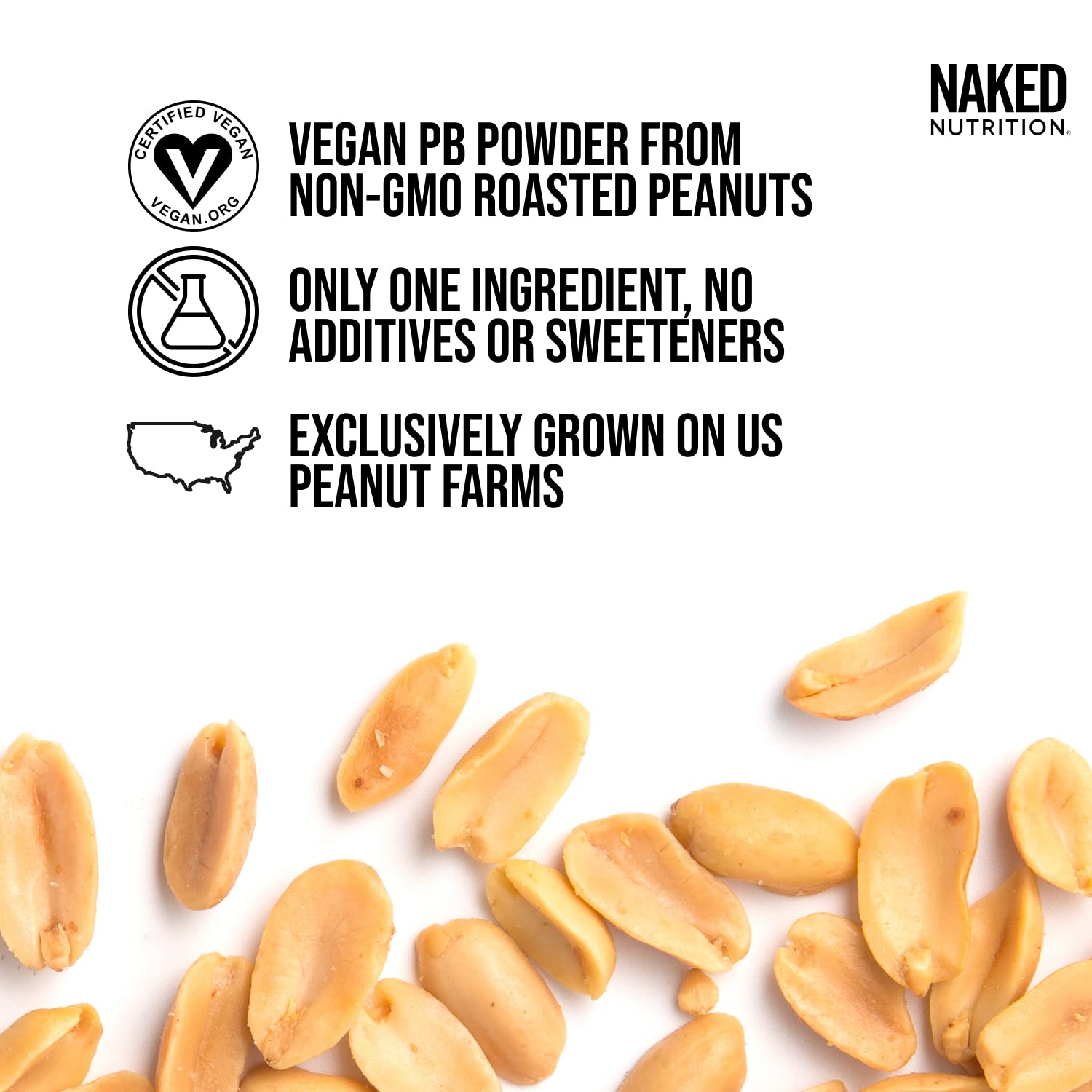Comparación de una porción de NAKED PB junto a cucharas para medir raciones