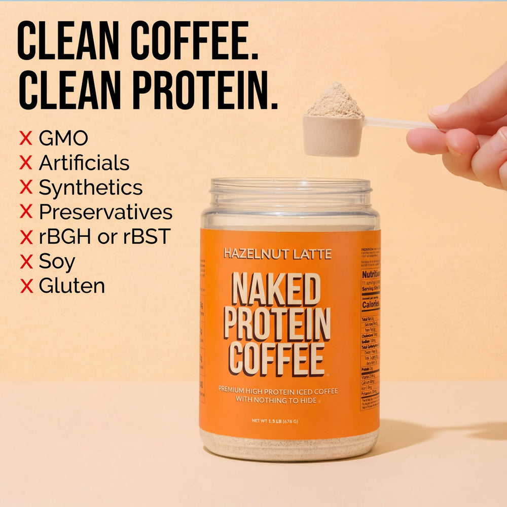 NAKED polvo de hazelnut latte textura fina para mezclas cremosas y rápidas