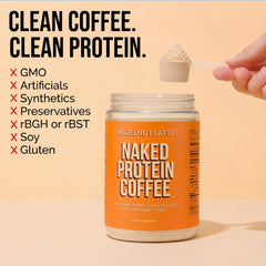 NAKED polvo de hazelnut latte textura fina para mezclas cremosas y rápidas