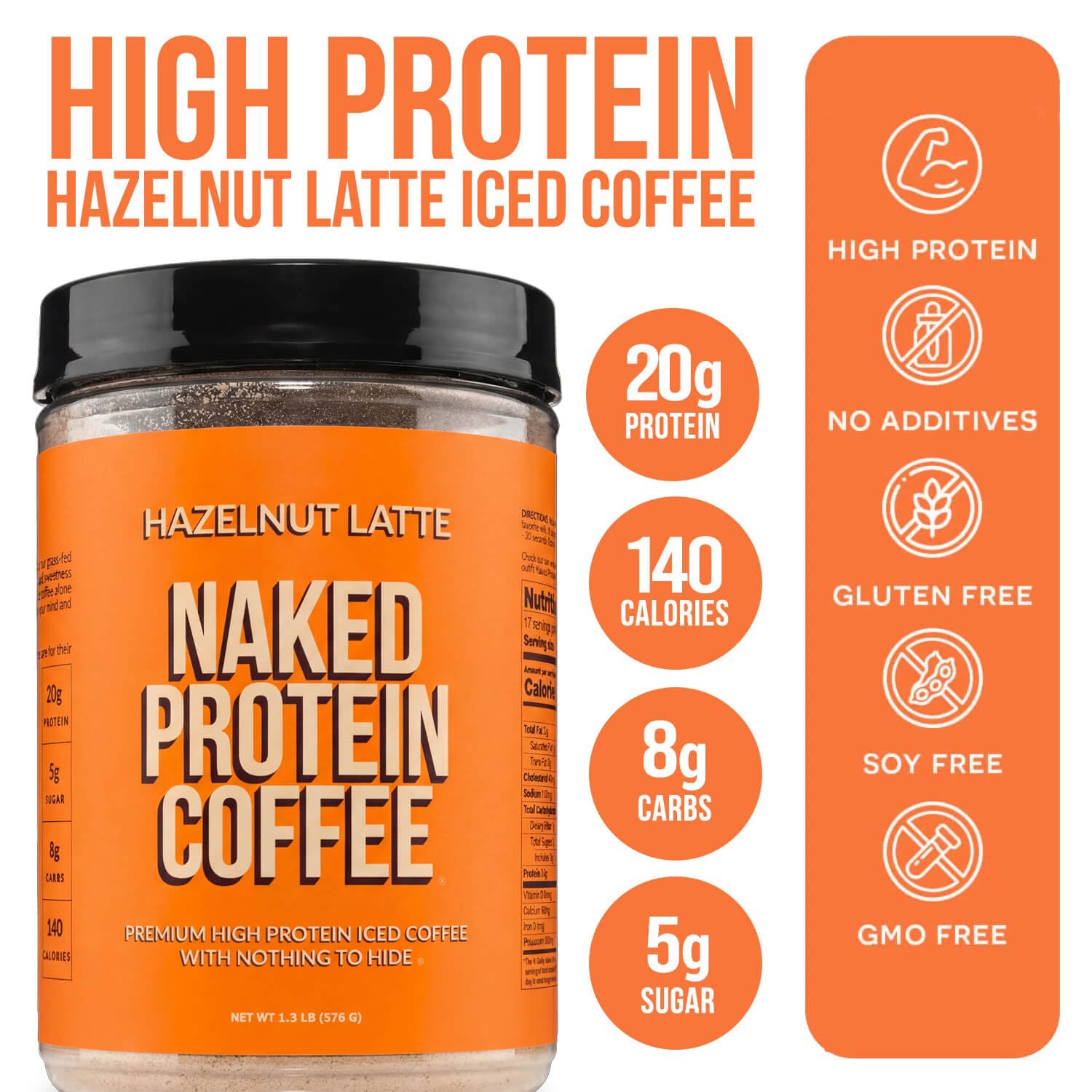 NAKED vaso de iced latte en mano listo para beber, conveniencia energética