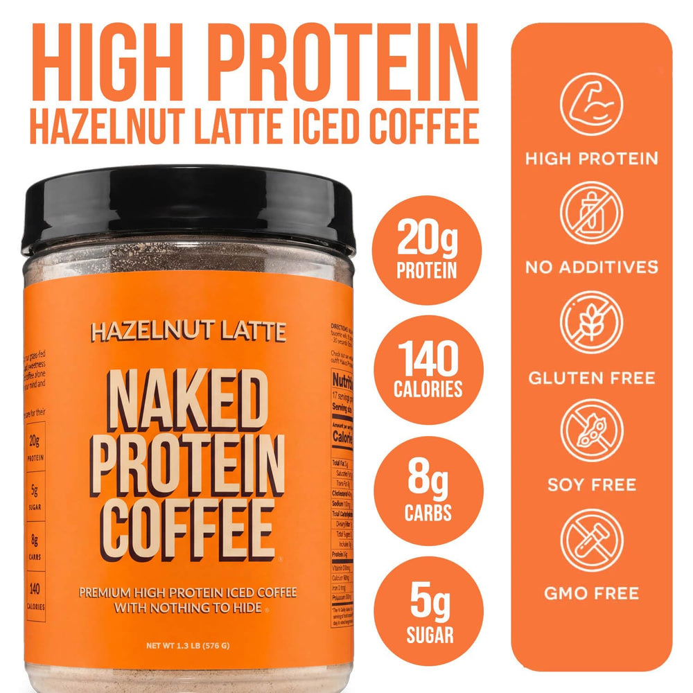 NAKED vaso de iced latte en mano listo para beber, conveniencia energética