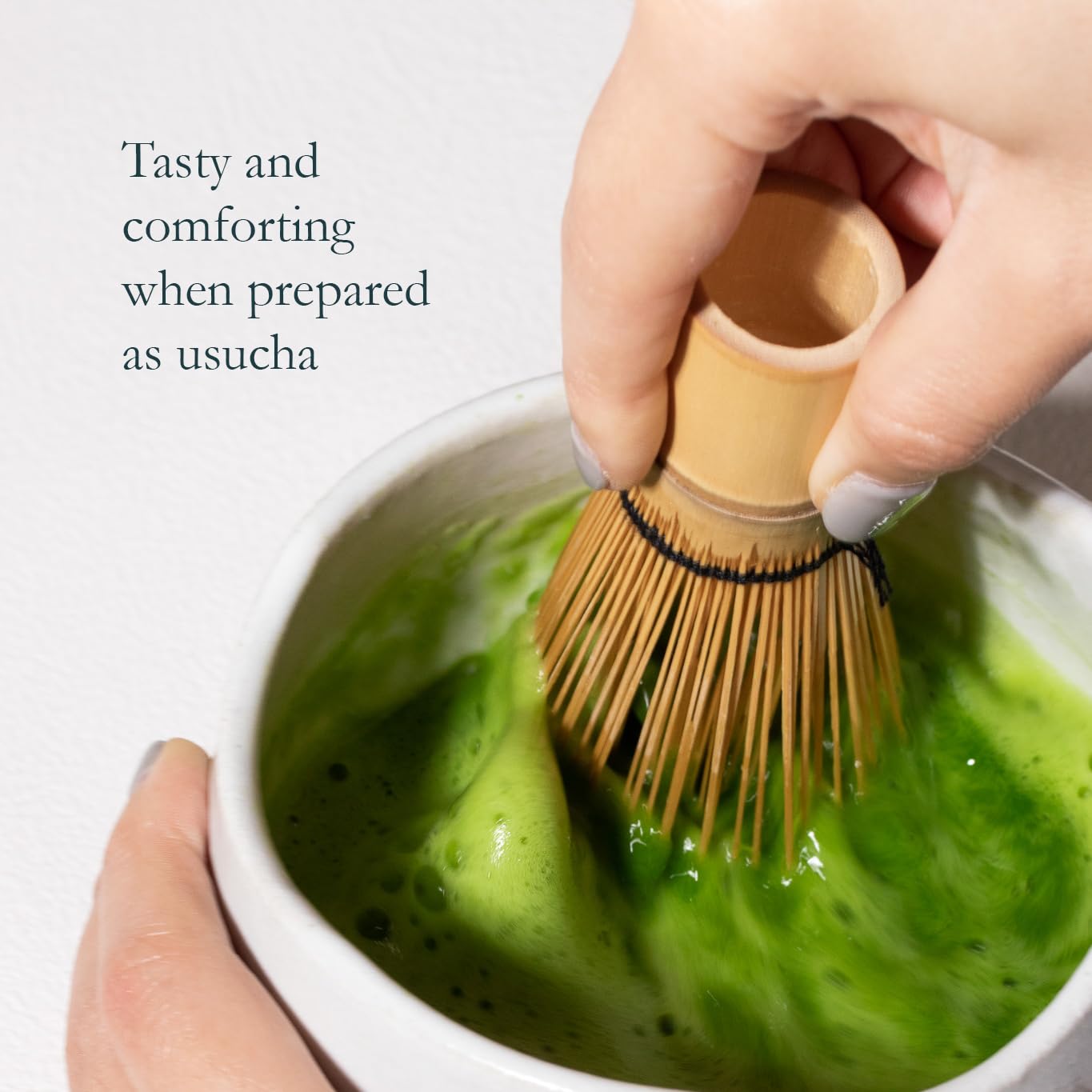Naoki Matcha koicha en cuenco mostrando textura espesa y cremosa, experiencia intensa