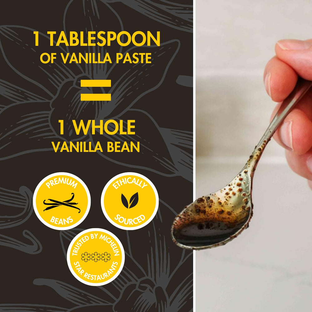 Native Vanilla frasco 4 oz junto a utensilios para comparar escala