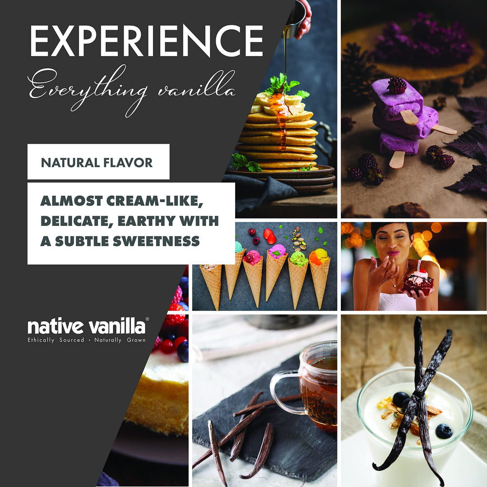 Native Vanilla etiqueta detallada con ingredientes claros y certificaciones, genera confianza
