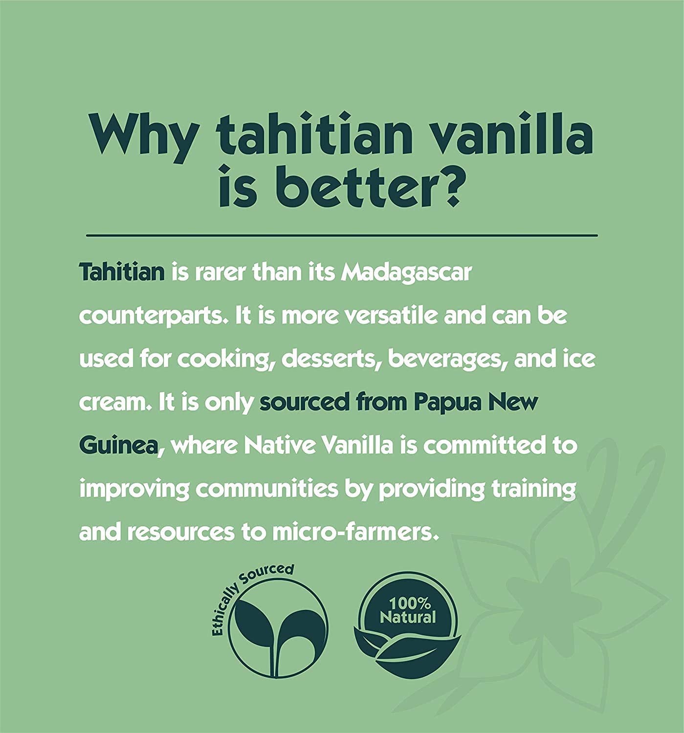Native Vanilla partículas de vaina en el polvo aportando realismo