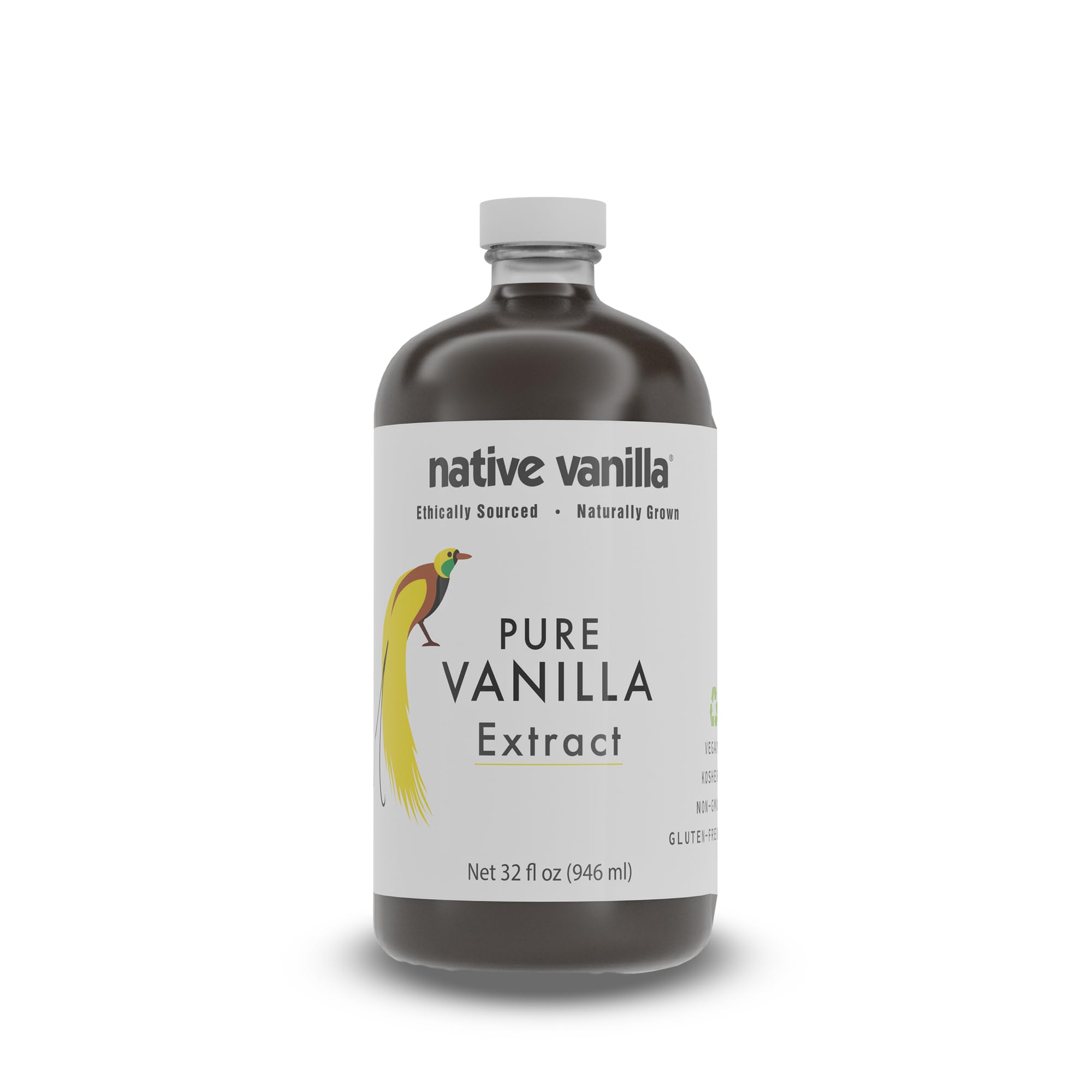 Native Vanilla botella frontal 32 oz mostrando tamaño y diseño elegante