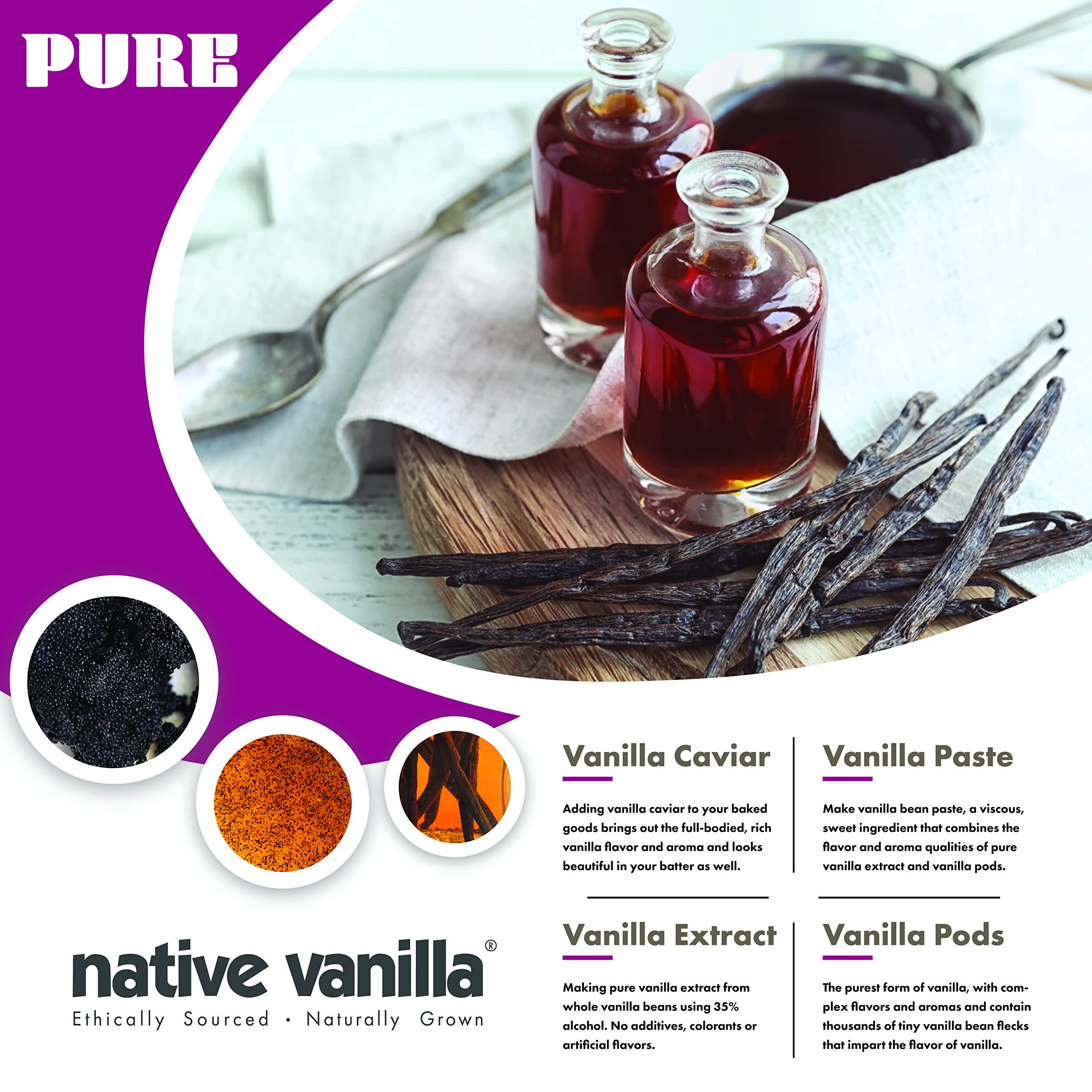 Native Vanilla frasco macerando para extracto casero con intenso perfil aromático