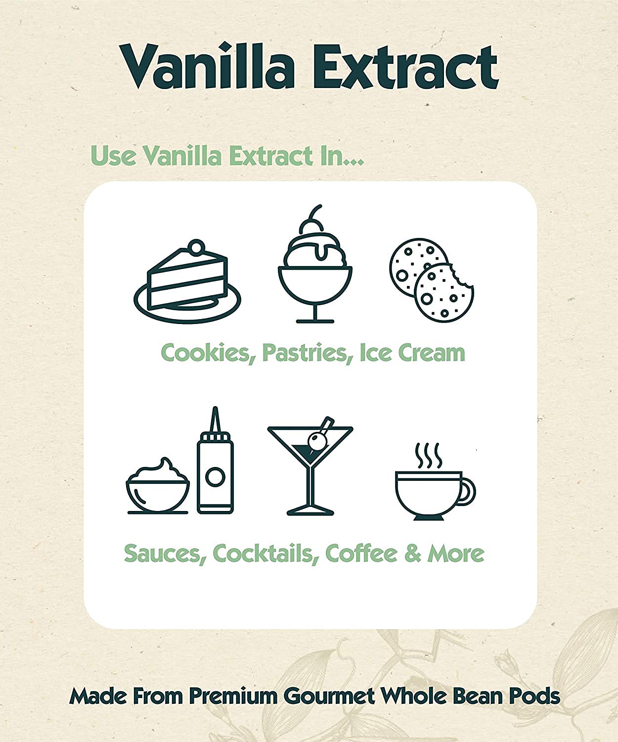 Native Vanilla frasco junto a vainas enteras que resaltan origen natural