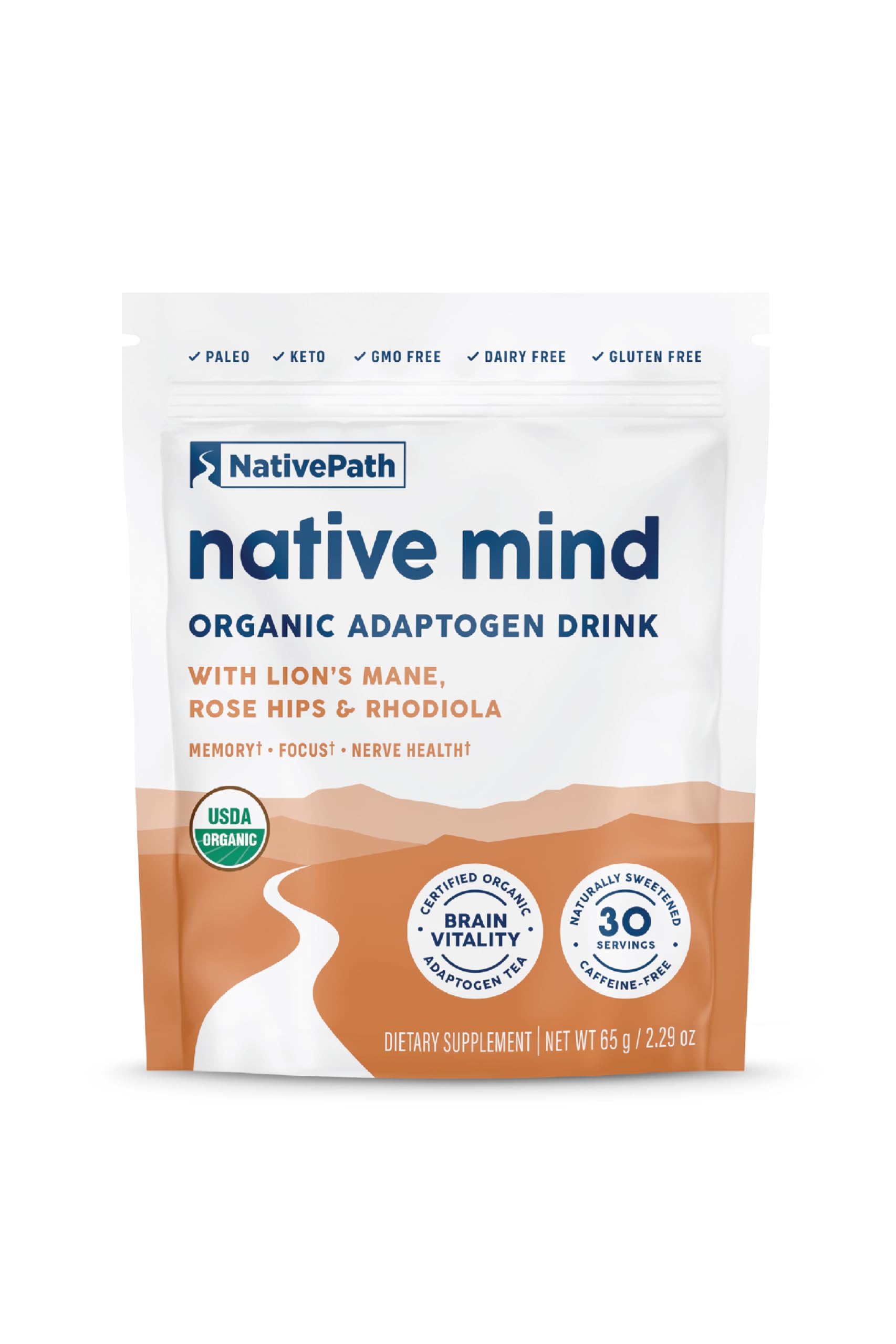 NativePath frasco frontal del producto mostrando marca y porciones