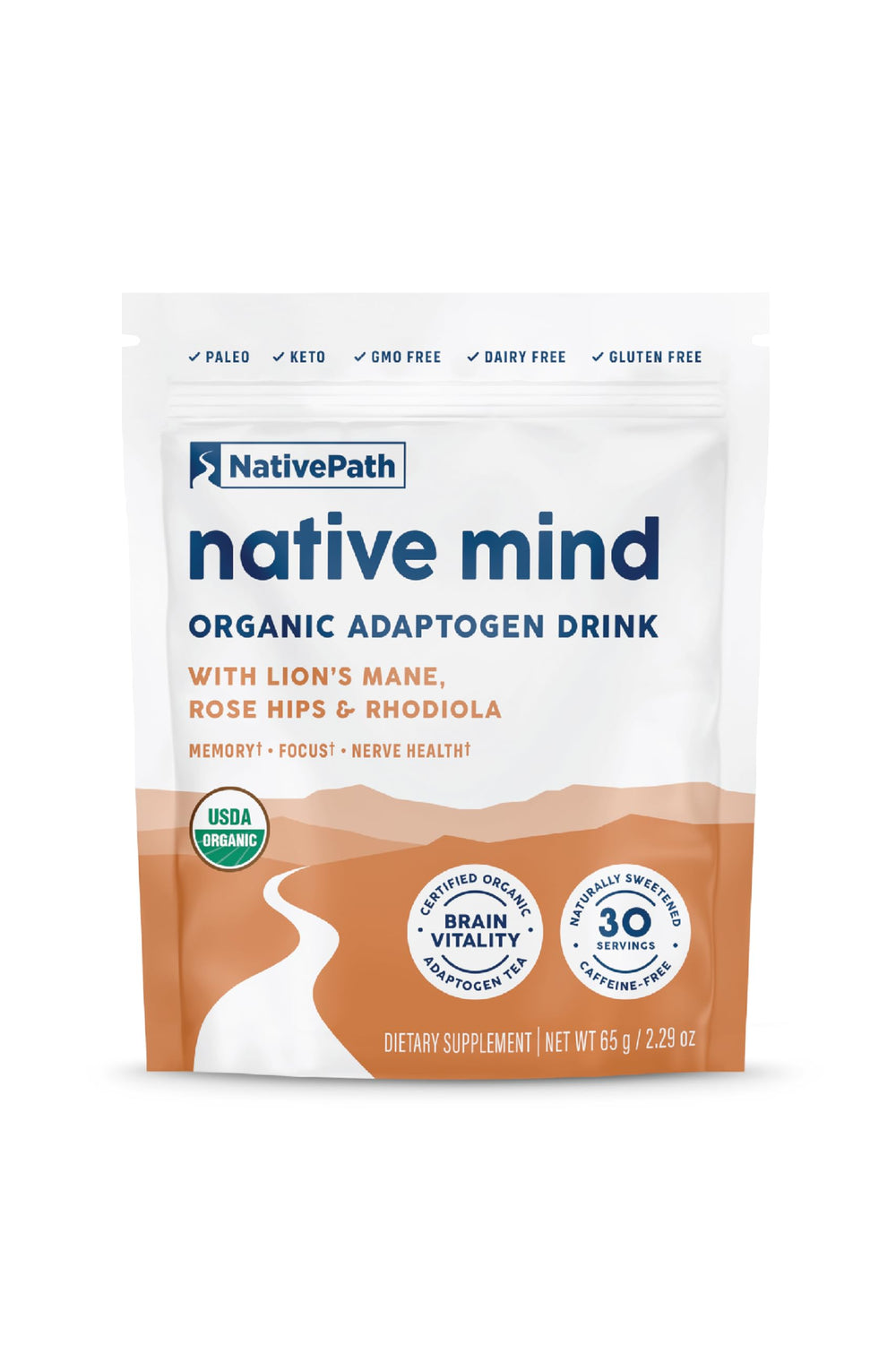 NativePath frasco frontal del producto mostrando marca y porciones