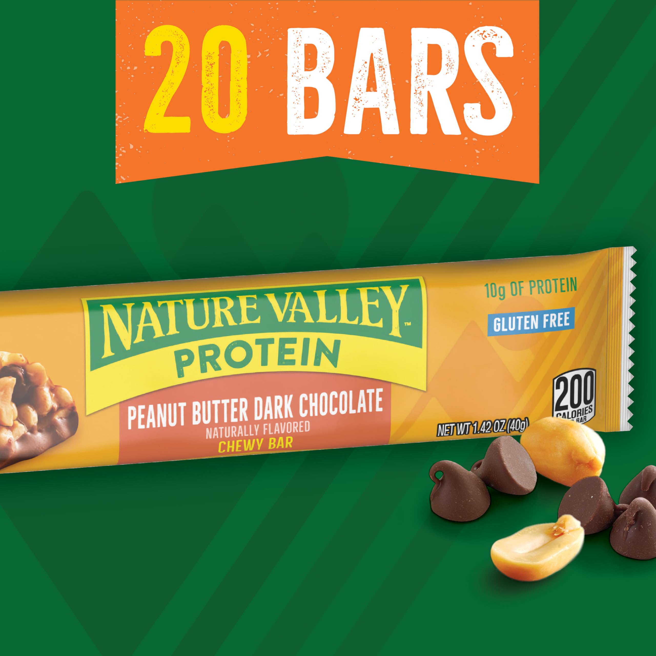 Nature Valley primer plano de barrita para ver textura masticable y aporte proteico