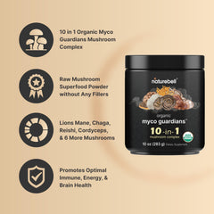 NatureBell cuchara medidora con polvo indicando dosificación sencilla
