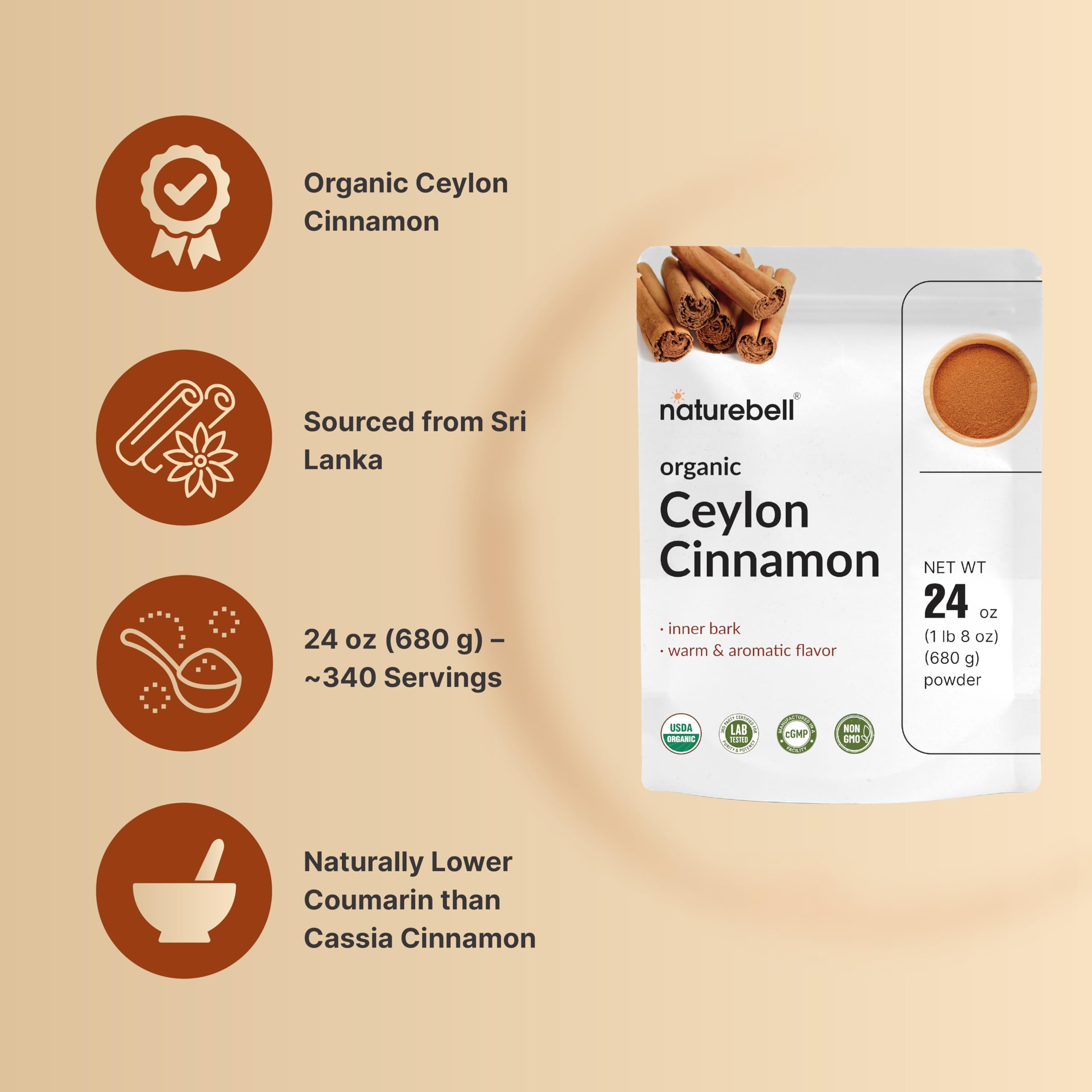 NatureBell palitos de canela de Sri Lanka que prueban el origen auténtico
