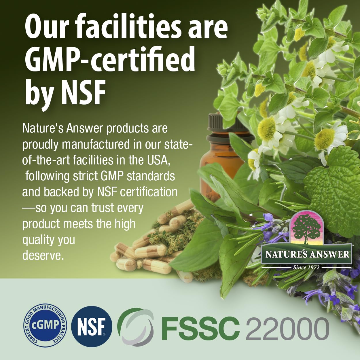 Nature's Answer botella abierta mostrando contenido seguro y puro