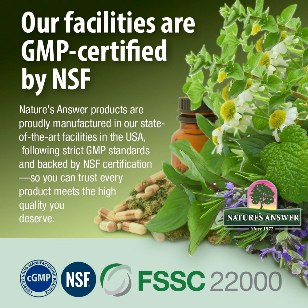 Nature's Answer botella abierta mostrando contenido seguro y puro