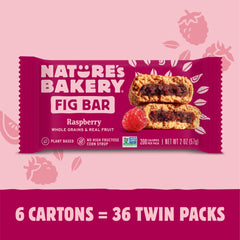 Nature's Bakery barritas cortadas que muestran relleno de higo y frambuesa
