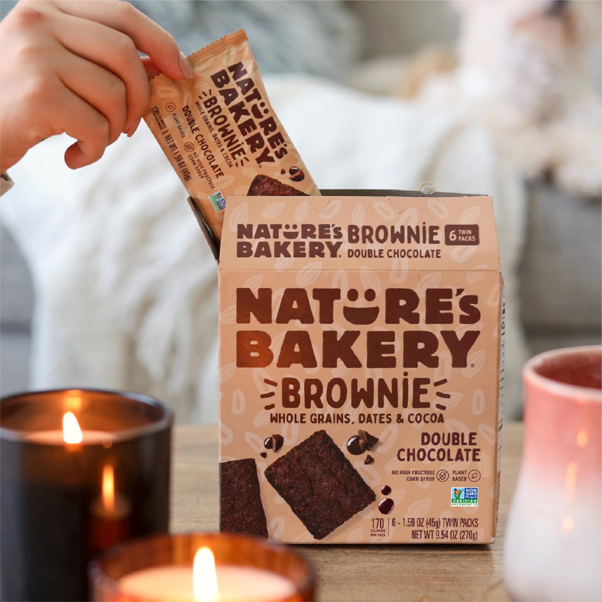 Nature's Bakery detalle de la cobertura doble de chocolate, aspecto apetitoso