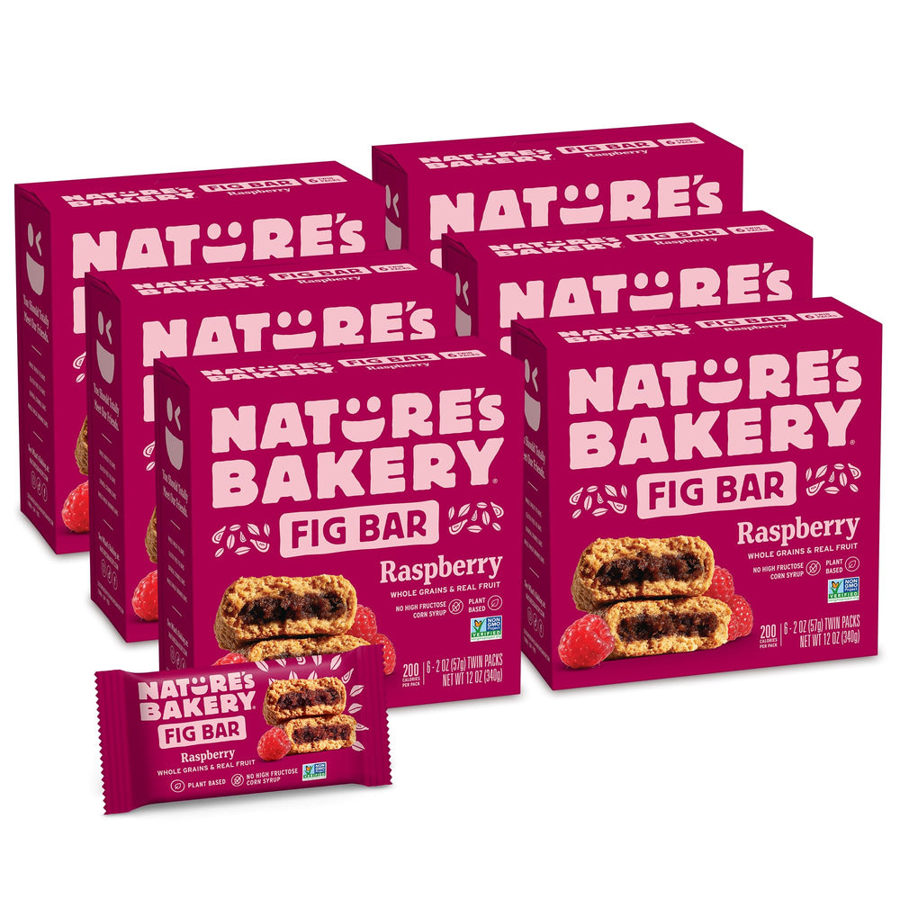 Nature's Bakery frontal de la caja mostrando 36 unidades y beneficios nutritivos