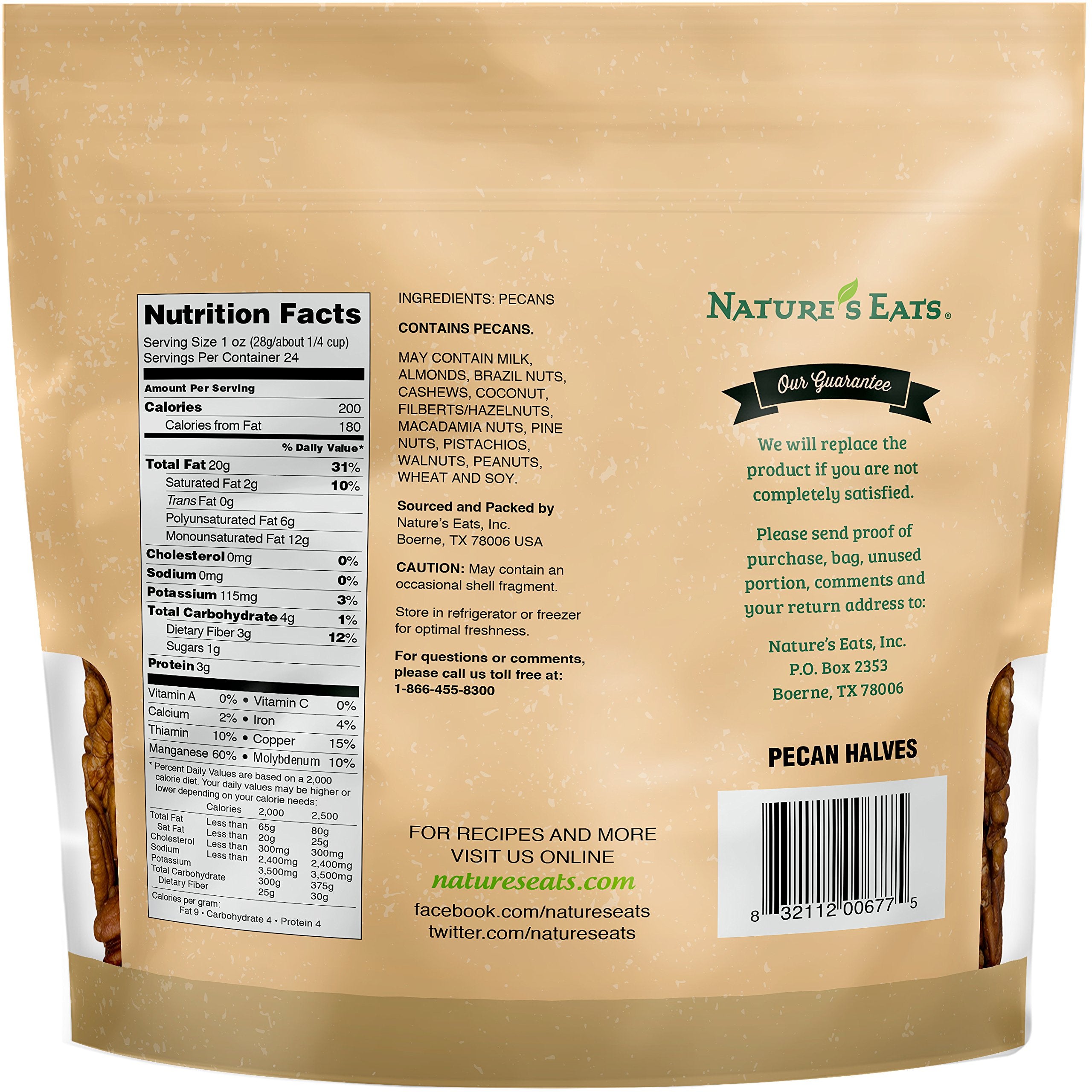 Nature's Eats primer plano textura de pacanas mitades, crujiente y natural