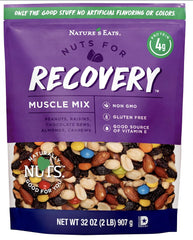 Nature's Eats envase frontal Recovery Muscle Mix 32 oz que muestra la marca y tamaño