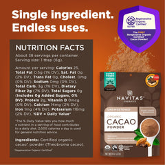 Navitas Organics polvo de cacao textura fina lista para mezclar