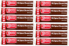 Necco Wafers frontal del paquete mostrando rollos y conveniencia