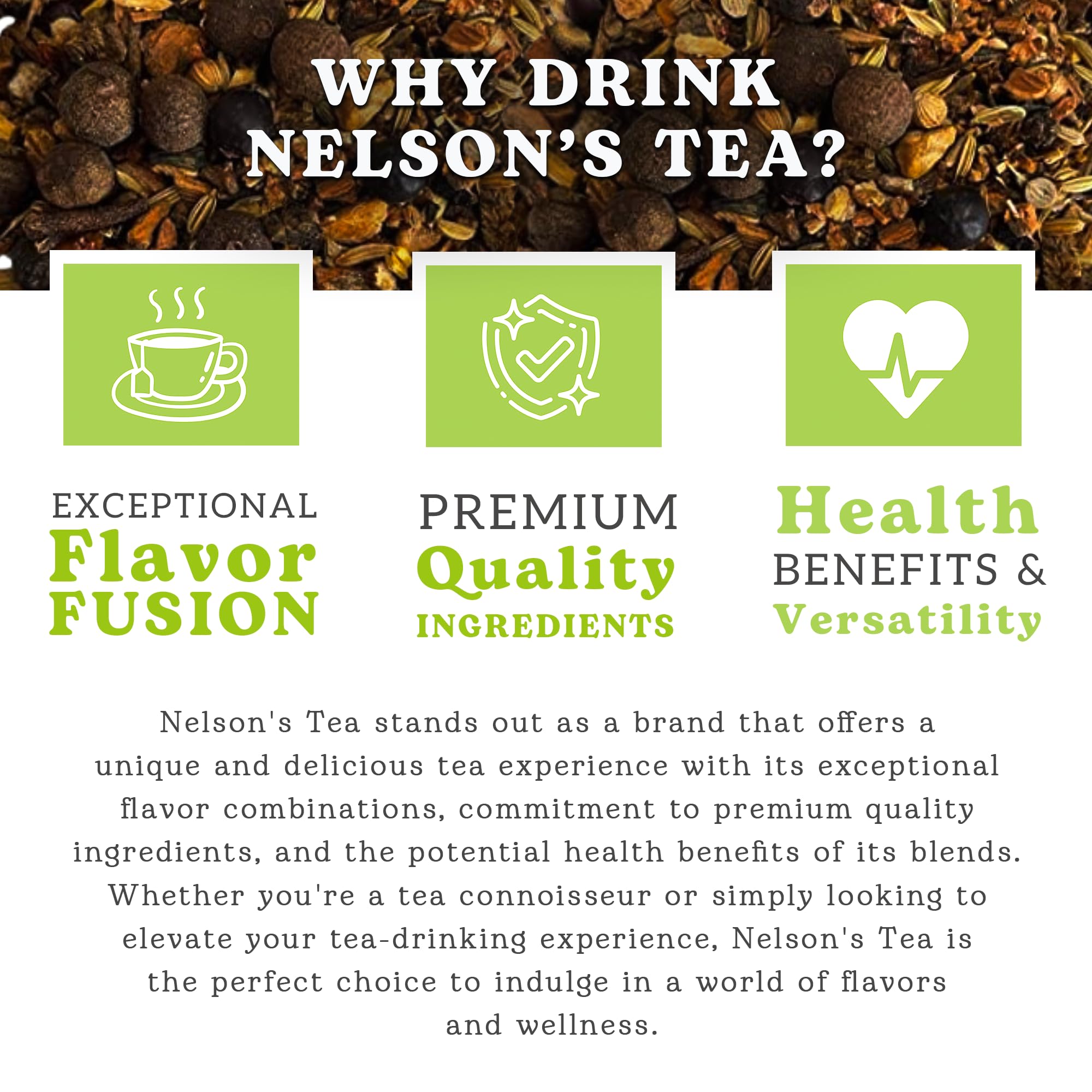 Nelson's Tea ingredientes sueltos con raíz y especias, beneficio natural