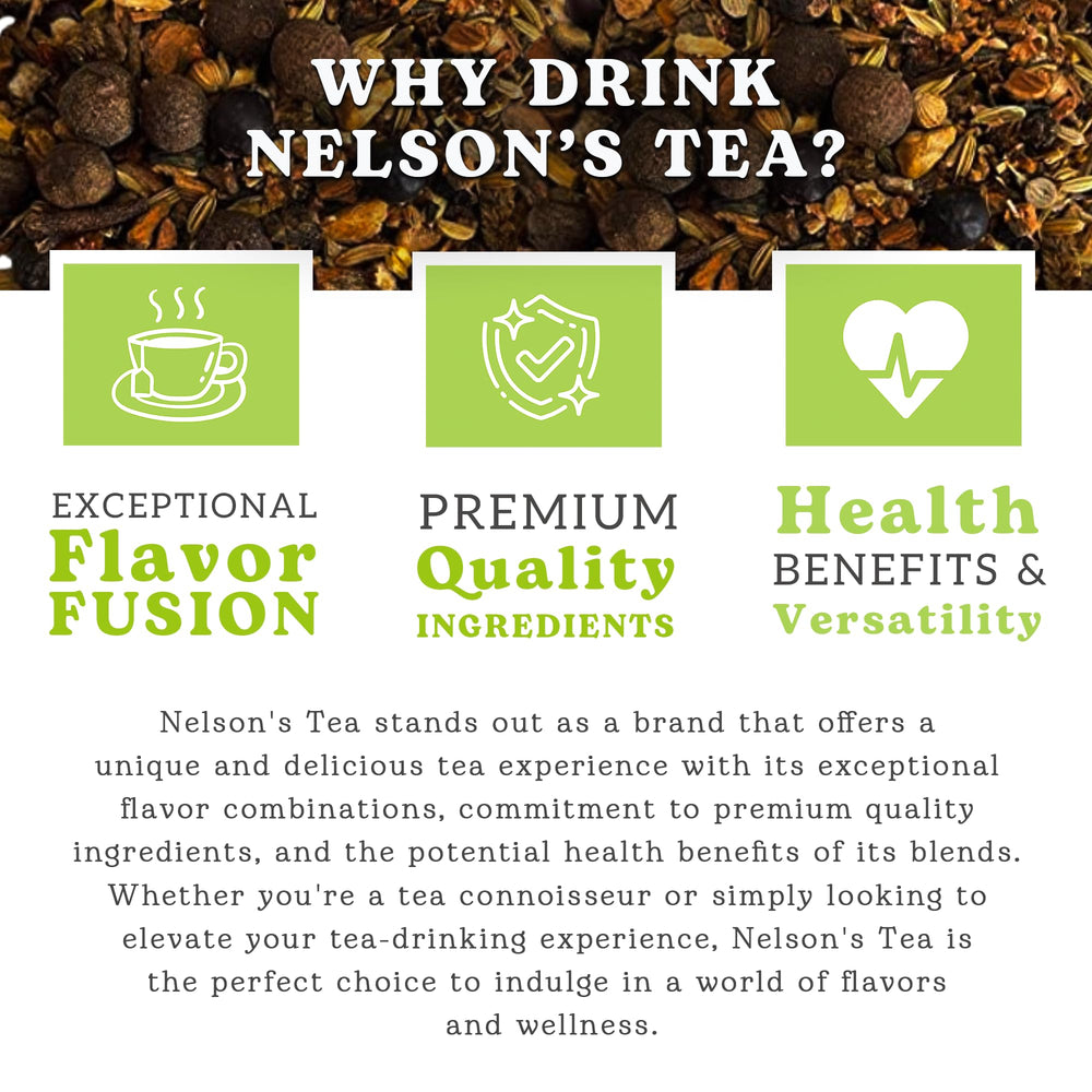 Nelson's Tea ingredientes sueltos con raíz y especias, beneficio natural