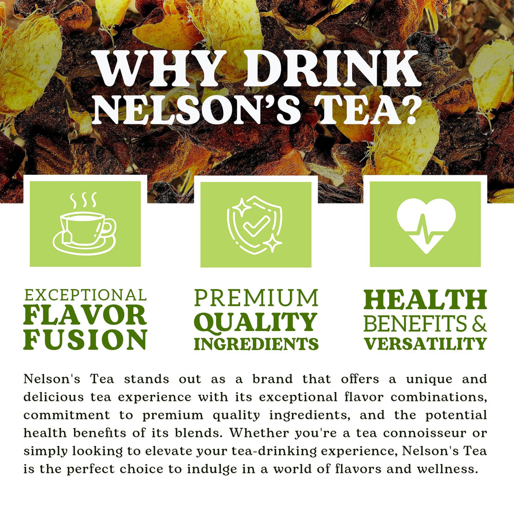 Nelson's Tea taza caliente que resalta el sabor reconfortante sin cafeína