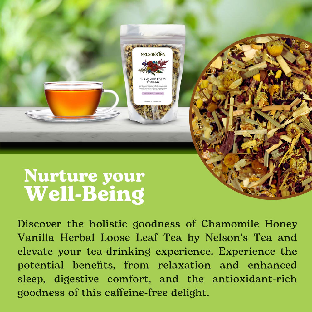 Nelson's Tea taza servida en mano demostrando calidez reconfortante