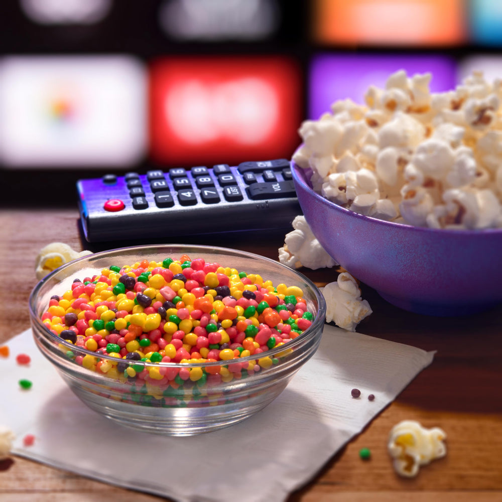 NERDS colores agrupados que muestran variedad de sabores y atractivo visual