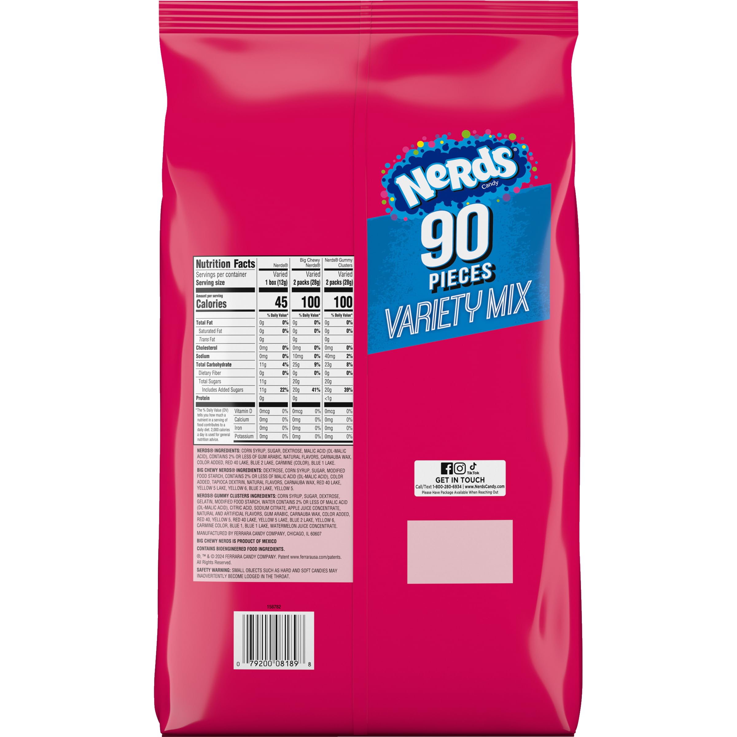 NERDS paquete junto a una regla para escala, NERDS facilita elegir porciones
