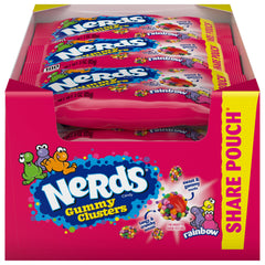 NERDS paquete frontal Gummy Clusters mostrando bolsita individual y colores vibrantes